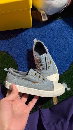 Light Blue Canvas Slip-On Sneakers