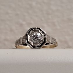 18kt And 14kt White And Yellow Gold Solitaire