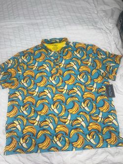 Banana Print Button-Up Short Sleeve Shirt 4XL
