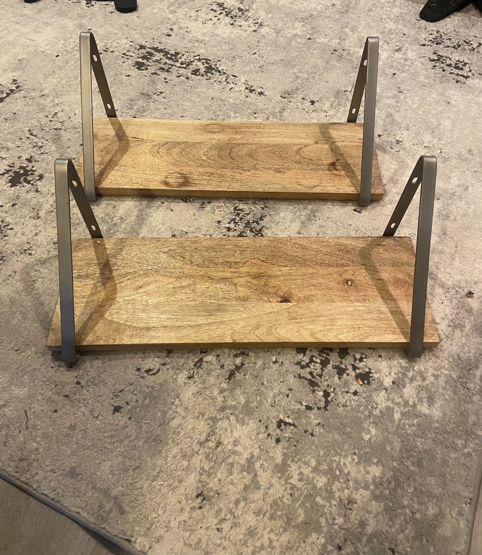 Pair Of Wooden Open Shelves