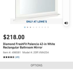 Rectangular Bathroom Mirror 42 In