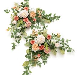 Pink coral floral arch swags (2 pack)