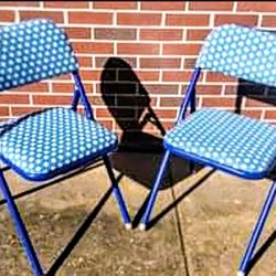 Bright Outdoor  Sunbrella upholstered Samsonite metal folding chairs