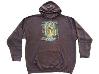 Vintage Y2K Virgen de Guadalupe Virgin Mary cholo skater hoodie pullover XL