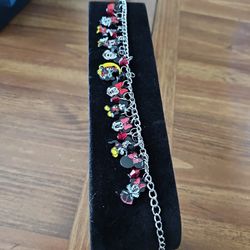 New Mickey And Minnie Mouse Charm Bracelet 