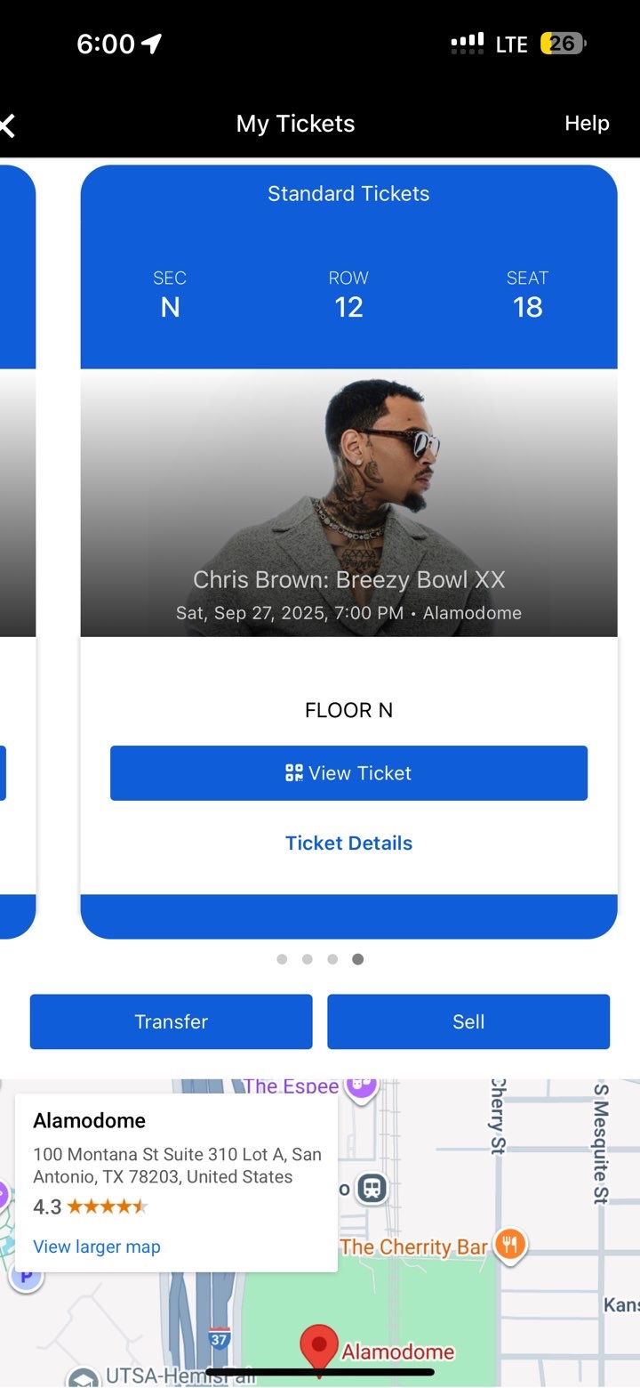 Selling 4x Chris Brown  Breezy Bowl XX Tickets