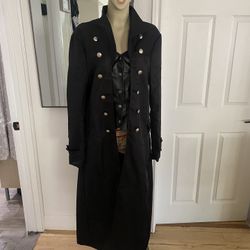 Costume / Halloween / Black Long Jacket / Medieval Coat
