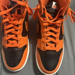 Nike Men's Dunk Hi Retro University Chenille Black/Safety Orange