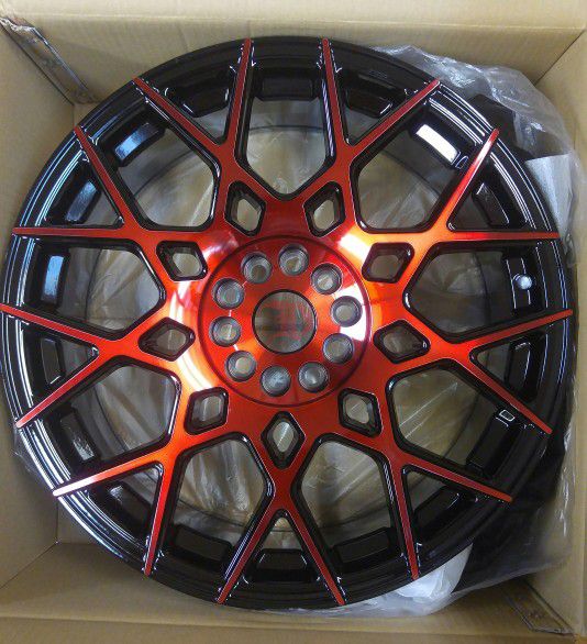 Brand New 18" SP52 5x114.3 Black Red Wheels