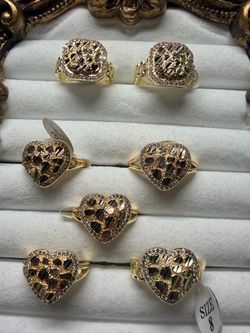 Gold-Plated Heart Nugget Rings Set of 7