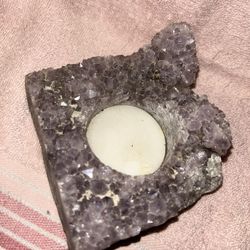 Pottery Barn Amethyst Purple Candle Holder
