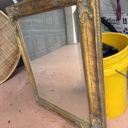 Antique French Gilt Mirror Mercury Glass 1800s