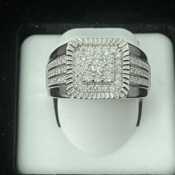 Mens Size 9 925 Silver Moissanite 3.00cwt New