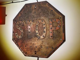 1920’s  cat eye stop sign. 30”