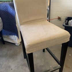 Three Bar Stool With Beige Covers