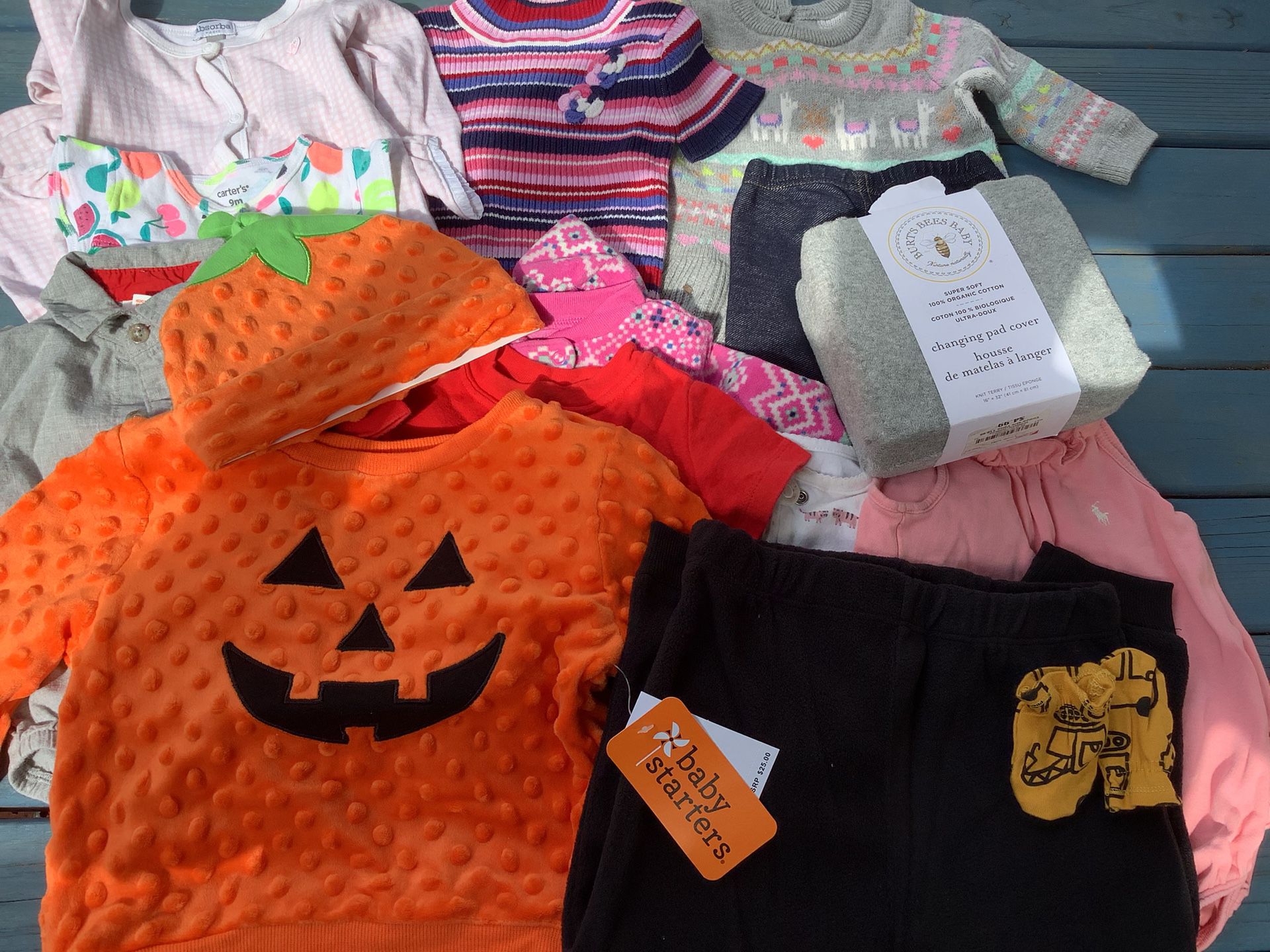 Baby Boy Clothes Bundle Newborn/Halloween Costume/Burt’s Bees Baby Changing Pad