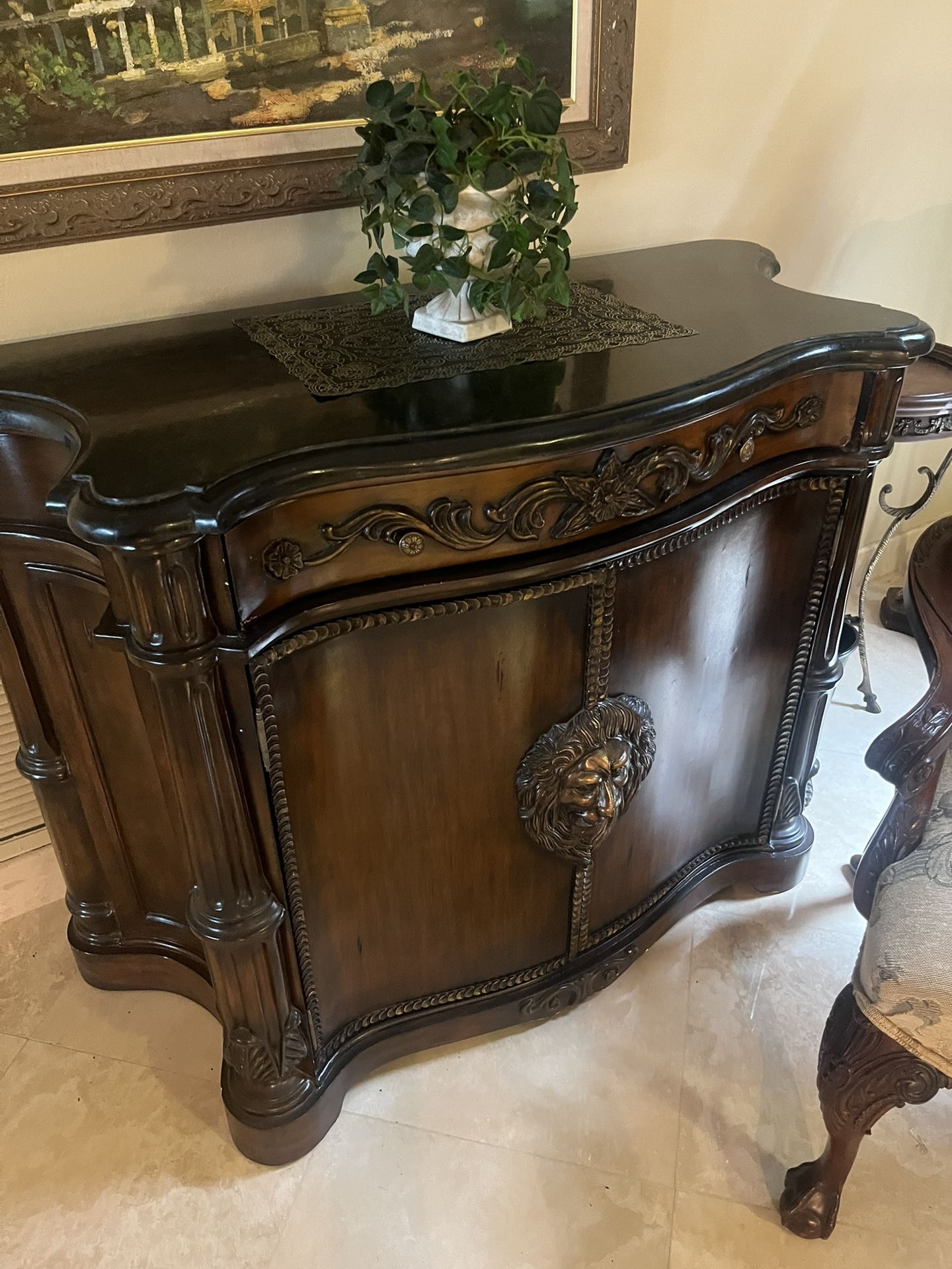 Wood Cabinet And Bar