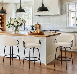 3X Linen color 26” swivel fabric barstools