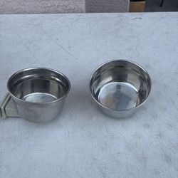 Two Stainless Pet Feed Bowls That Attached On Crate
