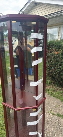 Cherry Wood Glass Display Cabinet Curio