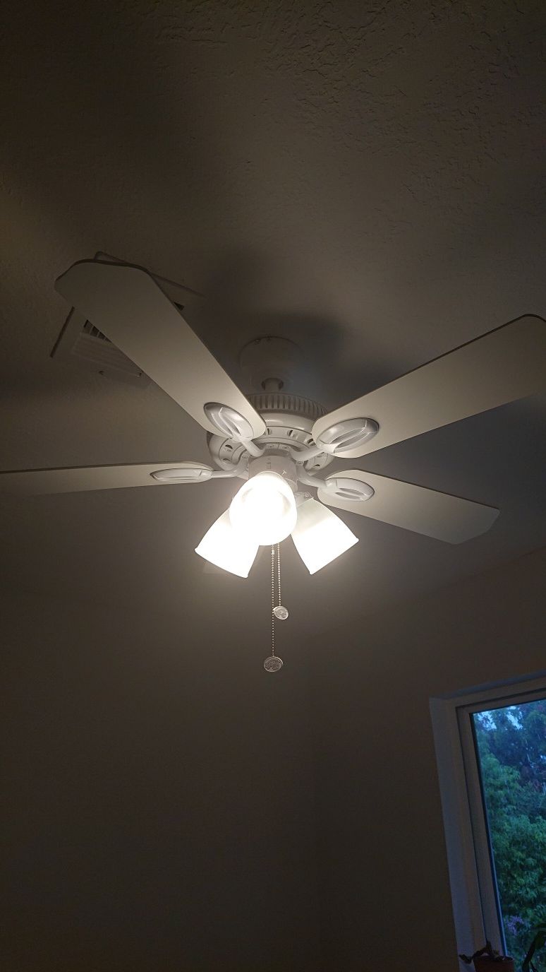 Hampton bay white or wood ceiling fan 42"