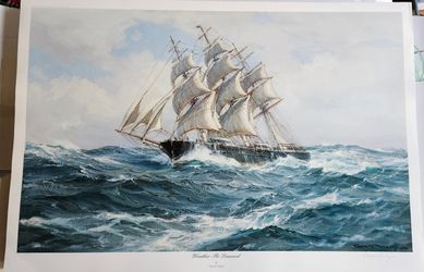 Nautical Lithograph Signed by Charles Vickery 
