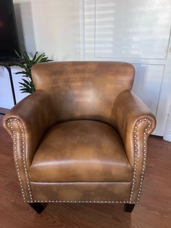 Back Creek Capital Faux Leather Arm Chair With Nailheads