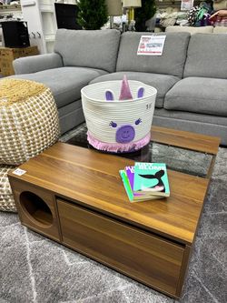 Wood Coffee Table with Storage Drawers