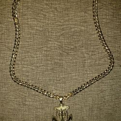 18k Gold Plated Chain & Anchor/Cross Pendent