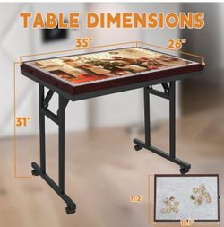 Puzzle Table with Folding Legs, 1500 Pieces Puzzle Table for Adults with Drawers, Cover, Wheels, 5 Adjustable Up Angles Wooden Jigsaw Puzzle Board for