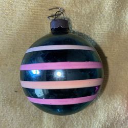 Vintage 1950's Shiny Brite Mercury Glass Striped Ornament*U.S.A*2.5°H*