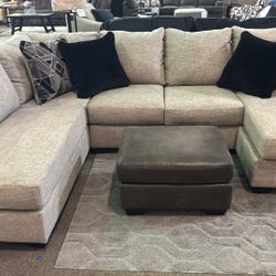 Ashley Megginson Light Gray U Shaped Sectional Couch 