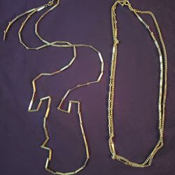 set of goldtone fancy chain necklaces 