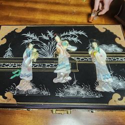 Black Lacquer Mother of Pearl Chinese Jewelry Box by China Furniture and Arts