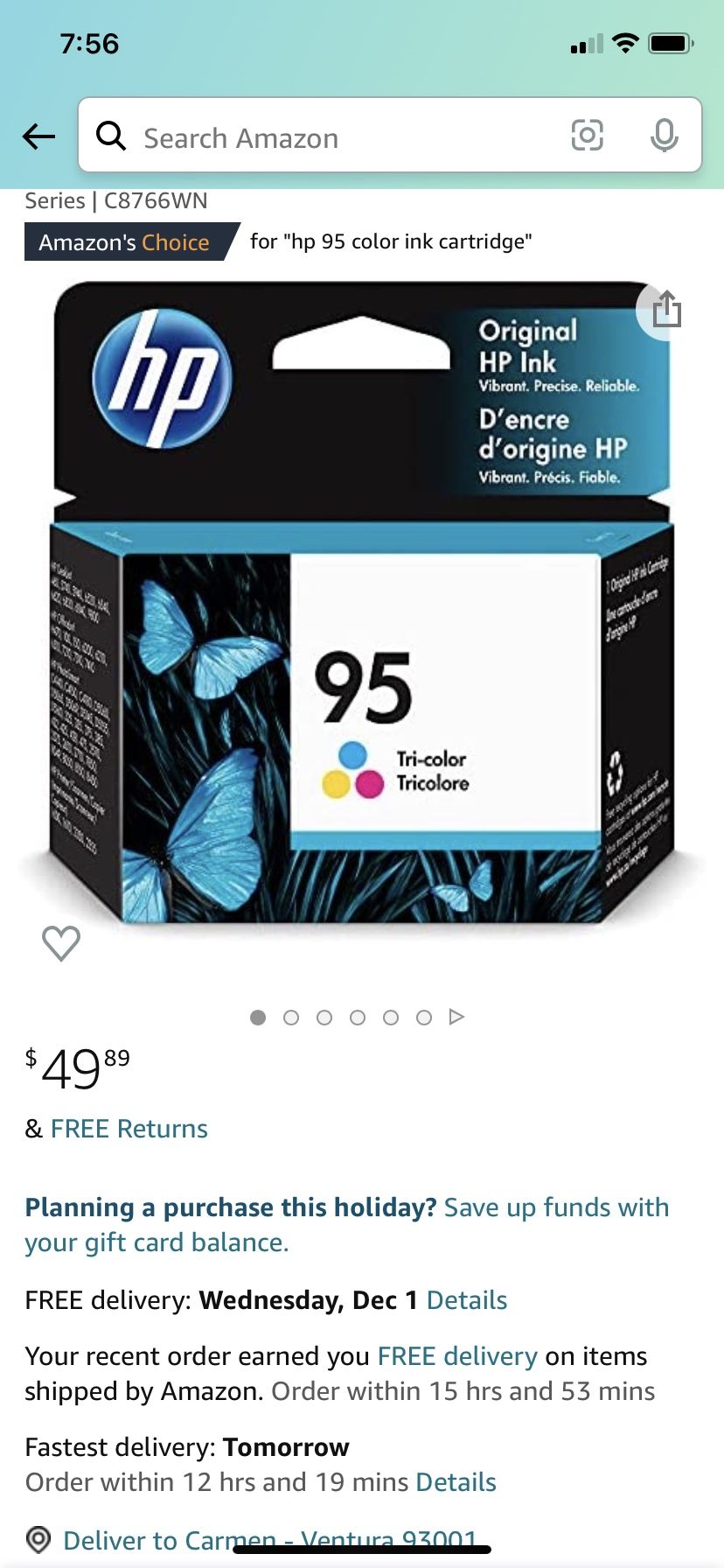 Genuine 95 HP Ink Tri Color Ink Cartridge