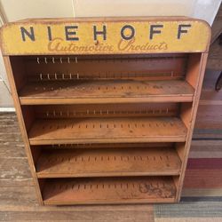 Vintage, rustic, industrial  automotive, metal shelf 