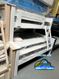 Twin full white bunk bed with mattresses colchones nuevos new