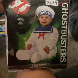 Baby/infant Ghostbusters stay puff marshmallow man costume Halloween dress up pictures size 3 to 6 months new