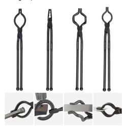 VEVOR Blacksmith Tongs, 4 PCS: V-Bit Bolt, Wolf Jaw, Z V-Bit & Gripping - A3 Carbon Steel, 18' for Blacksmiths & Bladesmiths