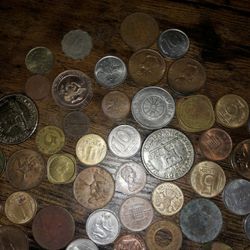 Lot Of Old Foreign And American Coins And Paper Money