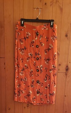 Orange Blue And White Longer Rayon Skirt. Size M