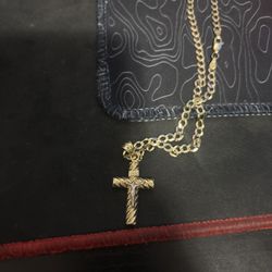 Gold 14k Chain With Cross Pendant