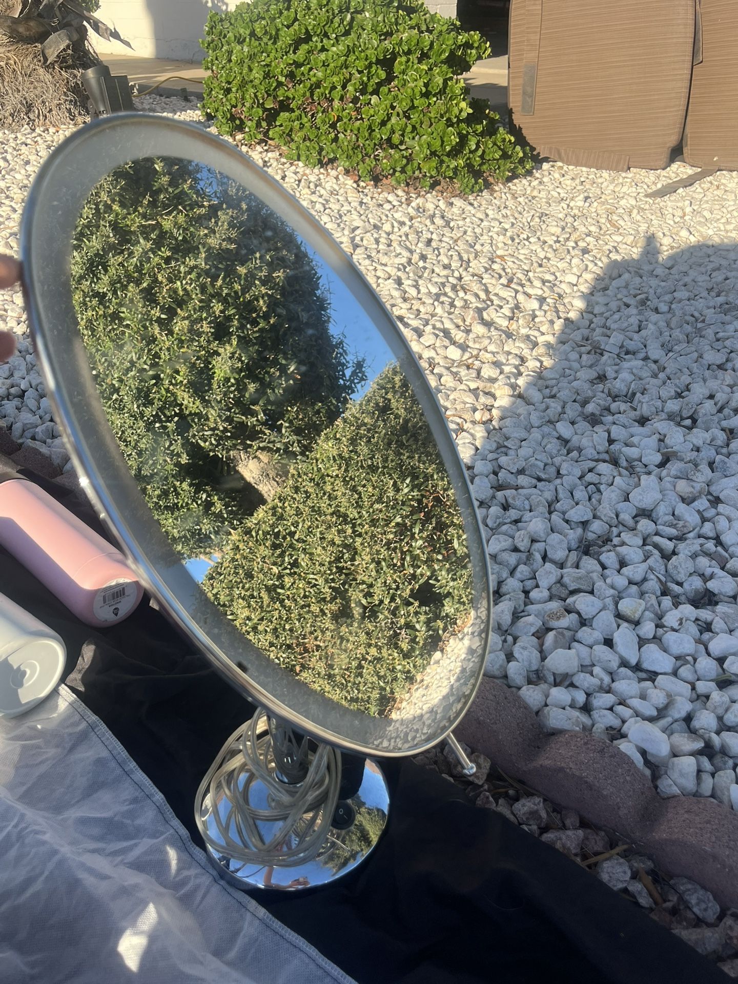 lighted vanity mirror with a stand