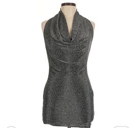 SIZE LARGE - chic glam glitter knit halter mini dress
