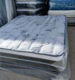 full size bamboo orthopedic pillow top mattress and box spring and all sizes available brand new