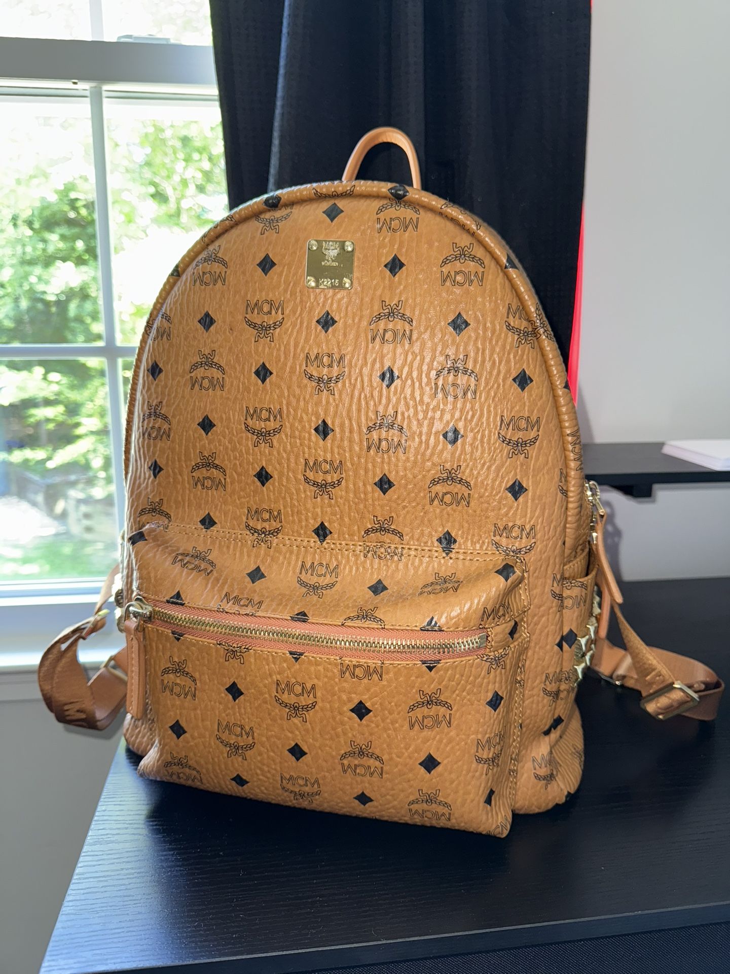 Medium Cognac MCM Stark Side Studs Backpack
