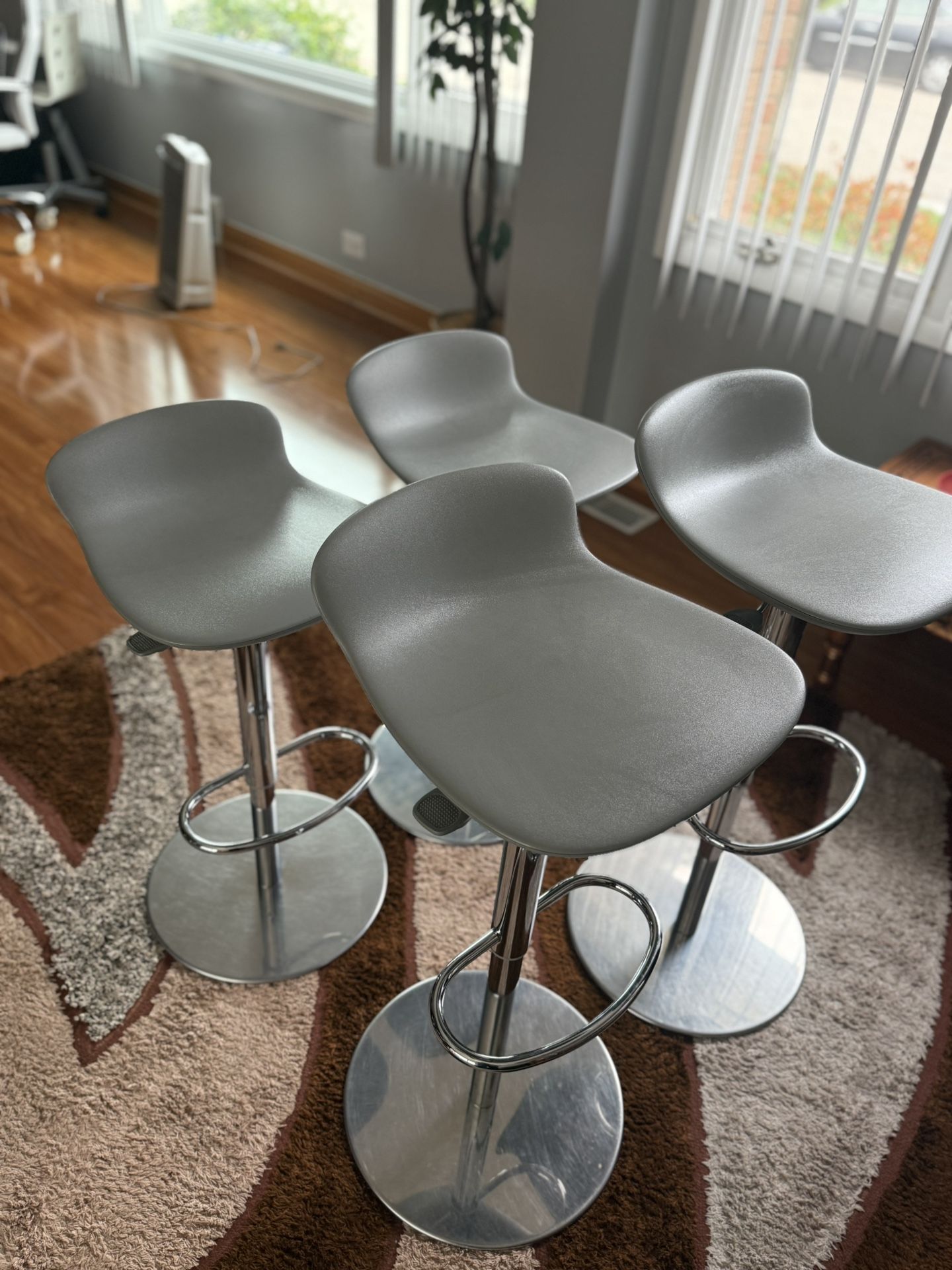Set of 4 Gray Bar Stools