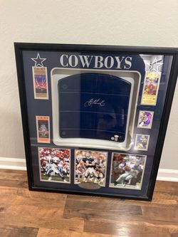 Autographed Troy Aikman cowboys stadium chair back