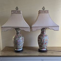 Pair Of Genuine Chinese famille rose vases Lamps