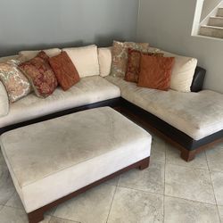 Cream Sofa With Ottoman 